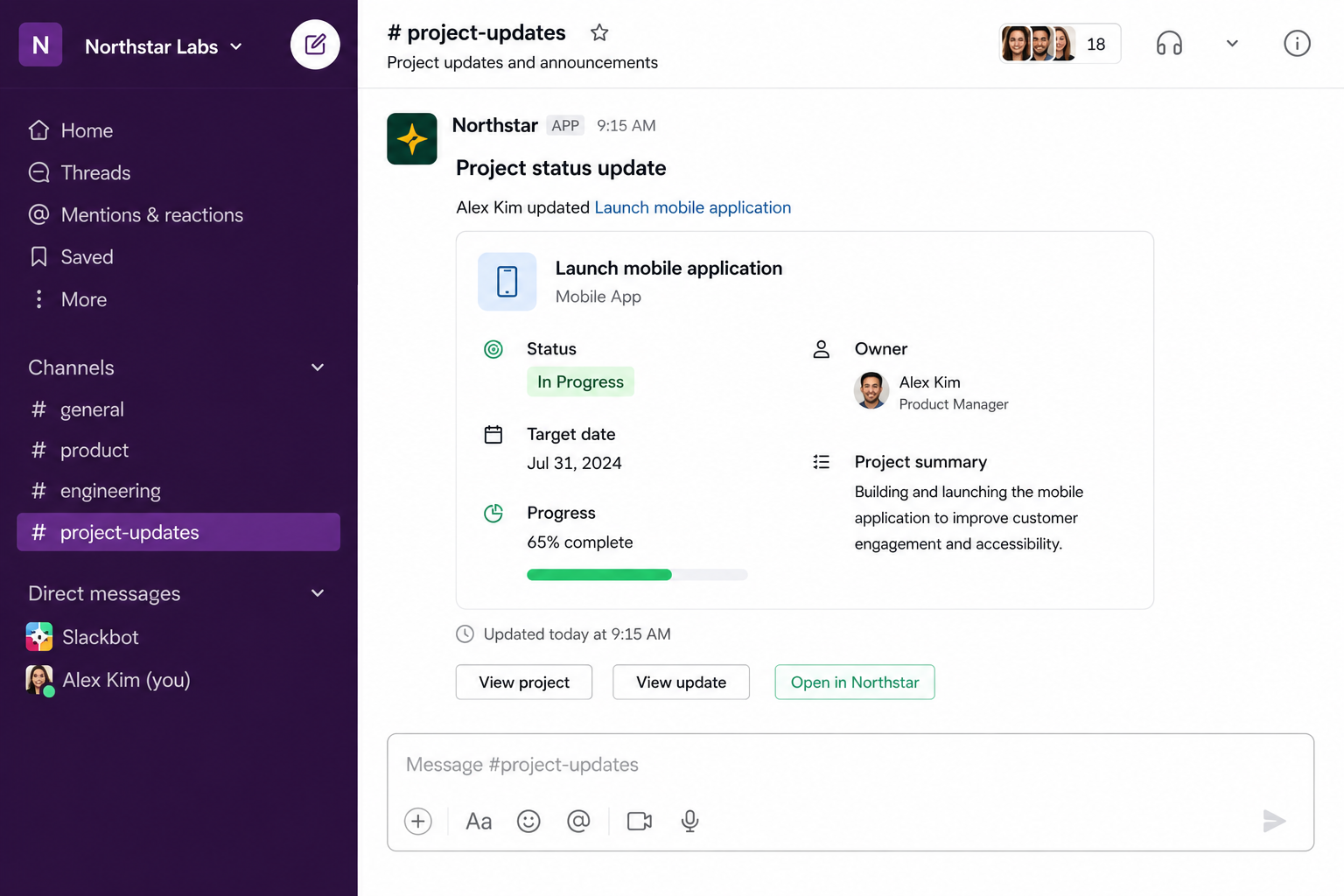 Northstar Project Status in Slack.png