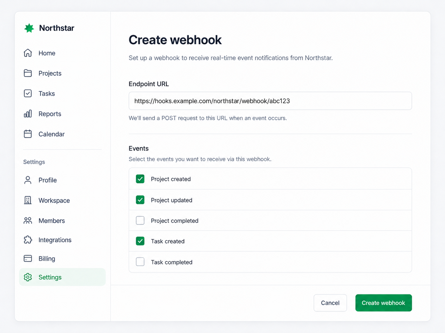 Northstar Webhook Settings Interface.png